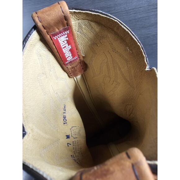 Vintage Dan Post Womens Marlboro Boot Size 7 M Tan Brown Leather Western P2552 - Picture 9 of 11